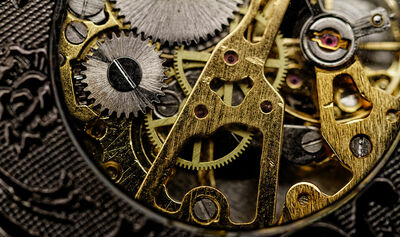 Watch gears very close up